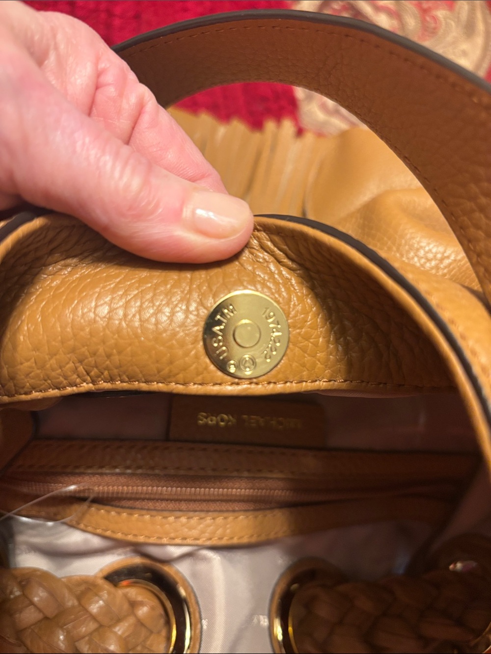 Michael Kors Cognac Brown Pebbled Leather Hobo with Tassel - Picture 13 of 13